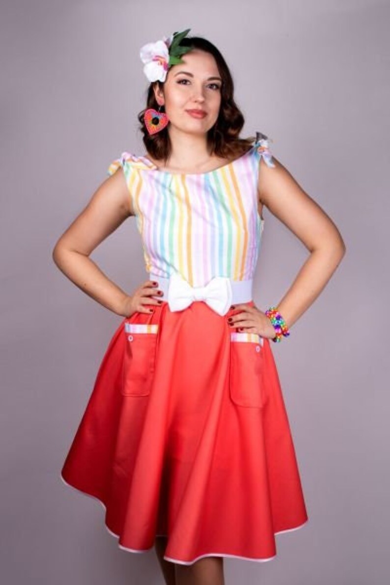 SALE | shops MAISIE Coral Pastel Rainbow Dress - LIMITED | M