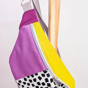 80s Hipbag Bauchtasche Cross Body Bag Tupfen Pastell Lavendel