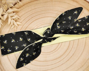 Bandana Haarband mit Bienen & Polkadots Schwarz