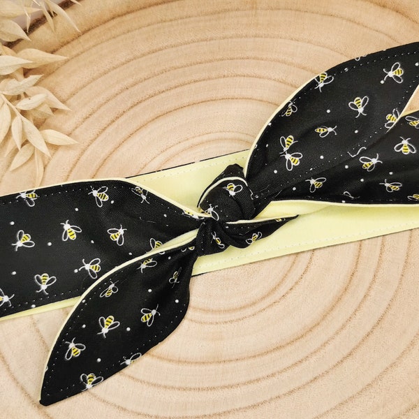 Bandana Haarband mit Bienen & Polkadots Schwarz