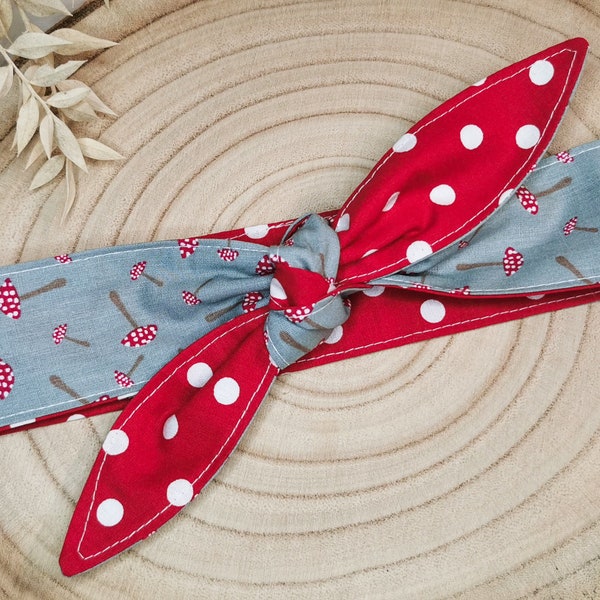 Bandana Haarband mit Fliegenpilzen & Polkadots