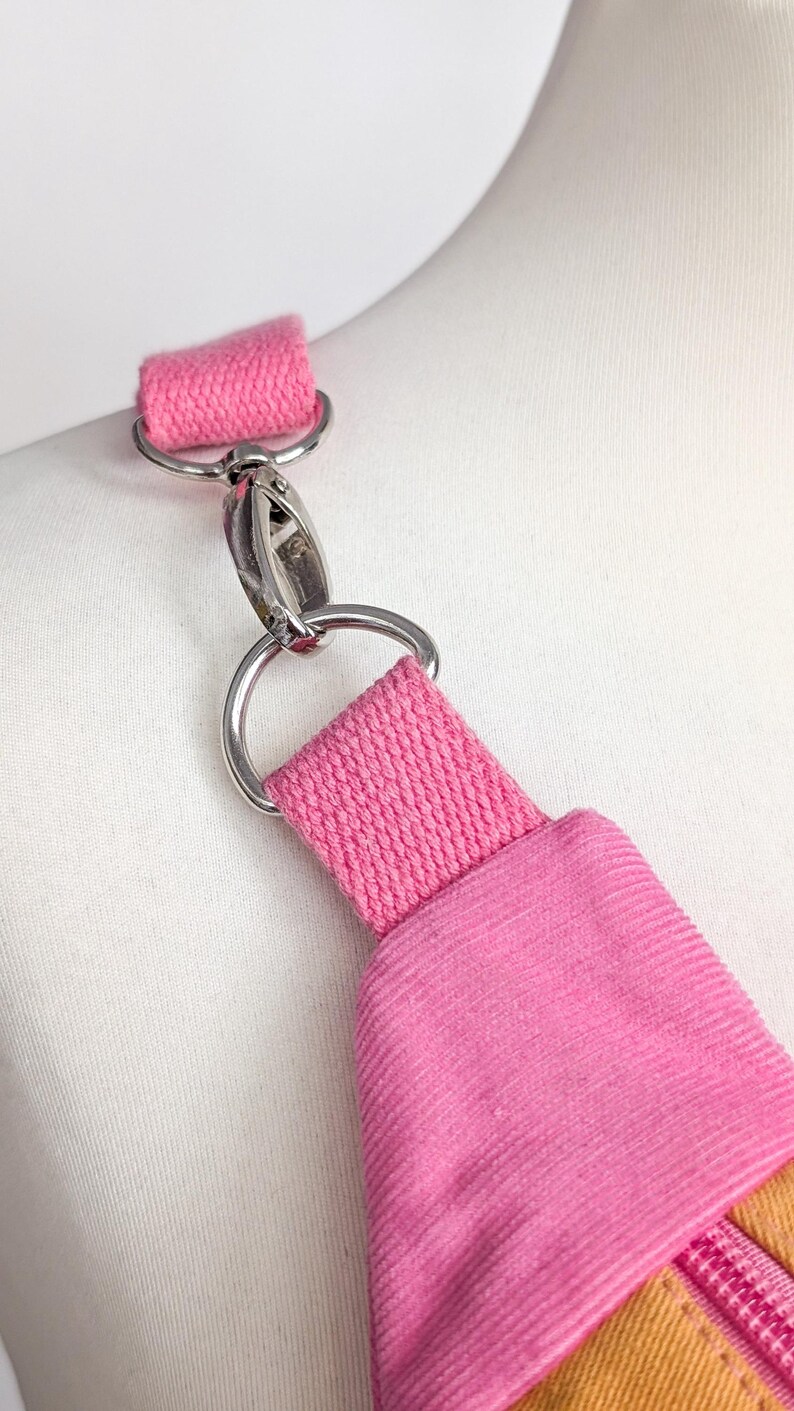 Zero Waste Patchwork Bauchtasche Pink/Gelb Cord Squares Einzelstück