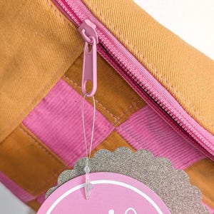 Zero Waste Patchwork Bauchtasche Pink/Gelb Cord Squares Einzelstück