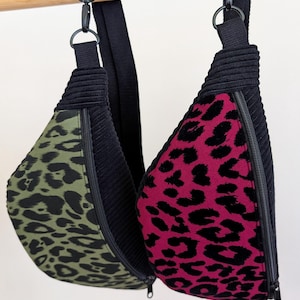 Bunte Cord Bauchtasche Schwarz Leopard Olivgrün oder Burgund