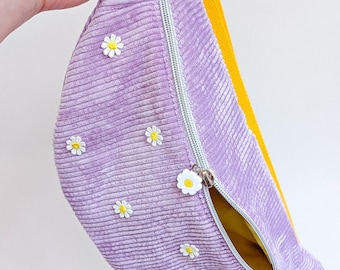 Pastell Cord Hipbag Bauchtasche Gänseblümchen Daisies FLIEDER