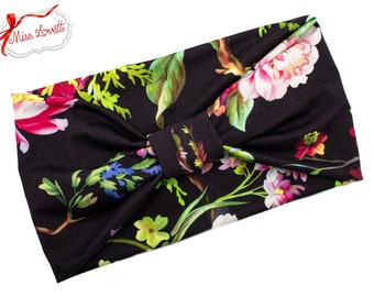 BELLA_29 Retro Rockabilly Turban Headband TROPICAL FLOWERS