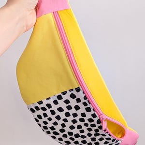 80s Hipbag Bauchtasche Cross Body Bag Tupfen Pastell Yellow
