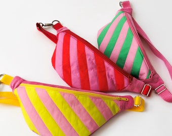 Bunte Bauchtasche Cross Body Bag Bubblegum Streifen - 3 Farben