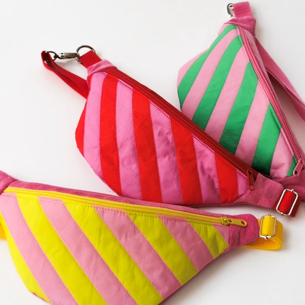 Bunte Bauchtasche Cross Body Bag Bubblegum Streifen - 3 Farben