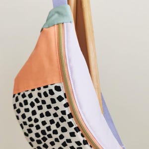 80s Hipbag Bauchtasche Cross Body Bag Tupfen Pastell Peach
