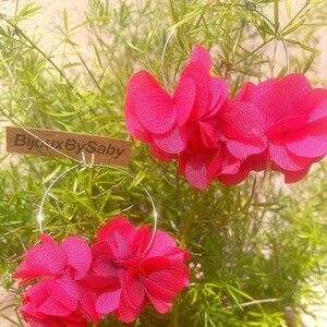 Very light flower hoop earrings