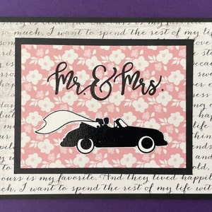 Carte de M. et Mme, Fiançailles, Mariage, Mariage, Couple, Étape importante, Félicitations, Voiture, Mariée, Marié, Cadeau, Enfant, Parent, Ami, Famille