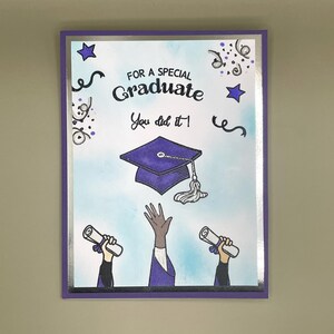 Vous l'avez fait ! Carte d'études supérieures, violet et argent, promotion 2025, chapeau bas, diplôme, remise des diplômes, félicitations, lycée, collège, casquette, diplôme