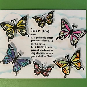 Definição de amor Cartão de aniversário, noivado, namorado, namorada, esposa, marido, cônjuge, parceiro, pensando em você, borboletas, 3D