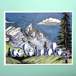Cartão postal das montanhas e planícies do Colorado, Olá do Colorado, Cartão, Rochoso, Pinheiros, Paisagem, Centenário, Aspen, Denver, Boulder, Mile High