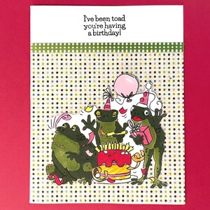 Carte d'anniversaire, crapaud, houblonné, grenouilles, fête, mignon, drôle, jeu de mots, ami, famille, maman, voisin, parent, conjoint
