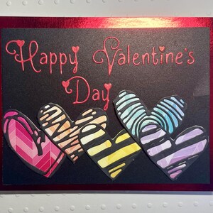 Bunte Herzen, handgemachte Valentinstagskarte, für Partner, für Mann, für Frau, für Freund, für Freundin, für Kind, Herzen, Stolz