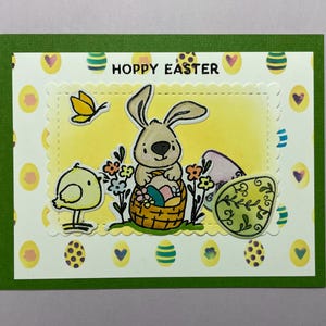 Tarjeta de Pascua alegre, conejito, feliz Pascua, pollito, caramelo, hecho a mano, juegos de palabras, para niños, para amigos, familia, vacaciones, canasta, chocolate, huevos