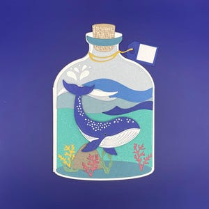 Carte Baleine dans une bouteille, Océan, Mer, Corail, Pour petit ami, Petite amie, Mari, Femme, Merci, Juste parce que, Anniversaire, Anniversaire, Mignonne