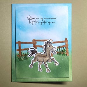 Tarjeta de cumpleaños de caballo, gratis, pasto, galope, el año que viene, hecha a mano, te amo, niño, pariente, familia, amigo, hermano, primo, sobrina, sobrino