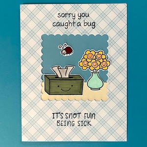 Mi dispiace che tu abbia preso un insetto, Guarisci presto, Malattia, Malato, Per lui, Per lei, Divertente, Gioco di parole, Carino, Auguri, Per un amico, Per la famiglia, Coccinella