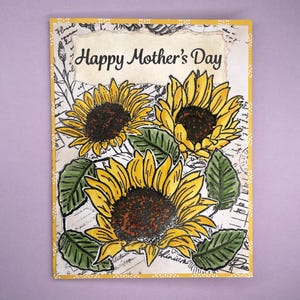 Muttertag Sonnenblume Karte, Blumen, Handgemachte Die Cut, Für Mama, Für Eltern, Für Frau, Für Oma, mai, Mama, Liebe, Frühling, Blätter