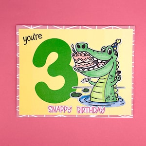 Alles Gute zum Geburtstag, Krokodil, Alligator, lustig, Alter, Kleinkind, Kind, Kind, Nichte, Neffe, Tochter, Sohn, Familie, relativ, Wortspiel