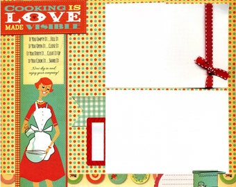 Premade Scrapbook Page - Cooking is Love