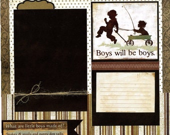 Boys Will Be Boys - 12x12 Premade Scrapbook Page