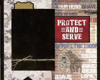 Protect and Serve - Premade Military Scrapbook Page Set