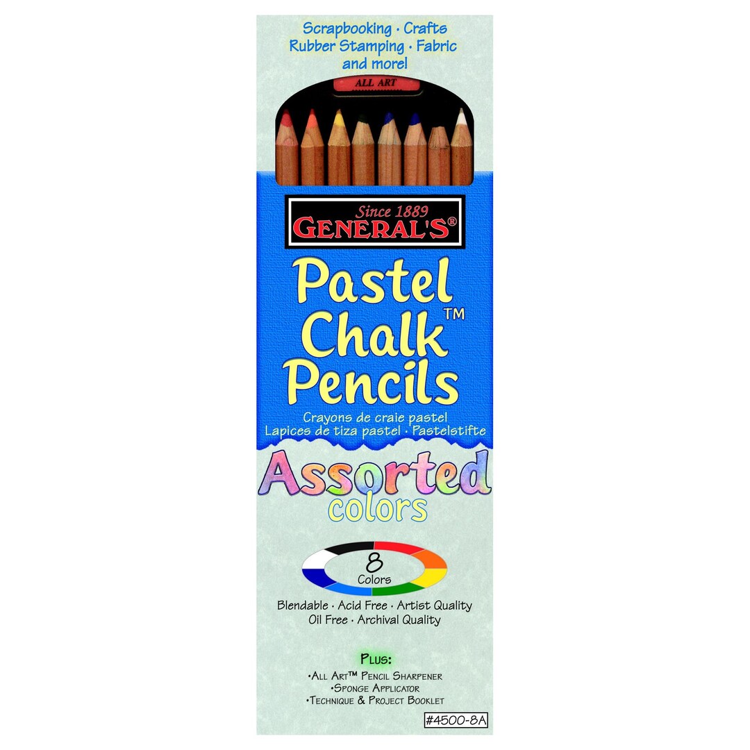 Pastel Chalk Pencils by General Set of 8 45008A Etsy