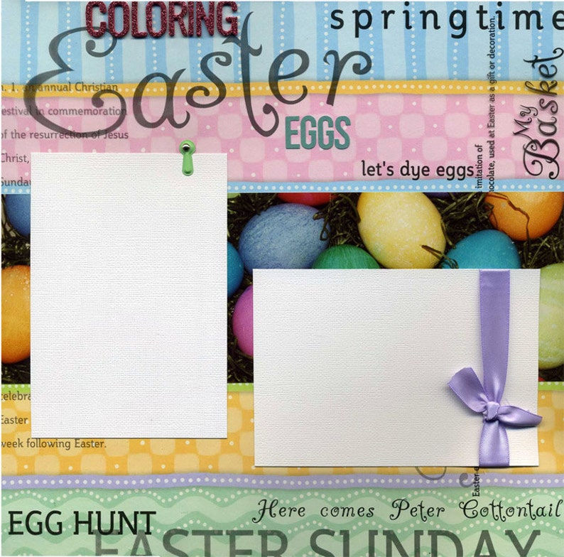 Coloring Easter Eggs - Premade Scrapbook Page Set - Etsy