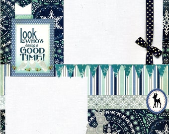 12x12 Premade Winter Scrapbook Page - Good Time