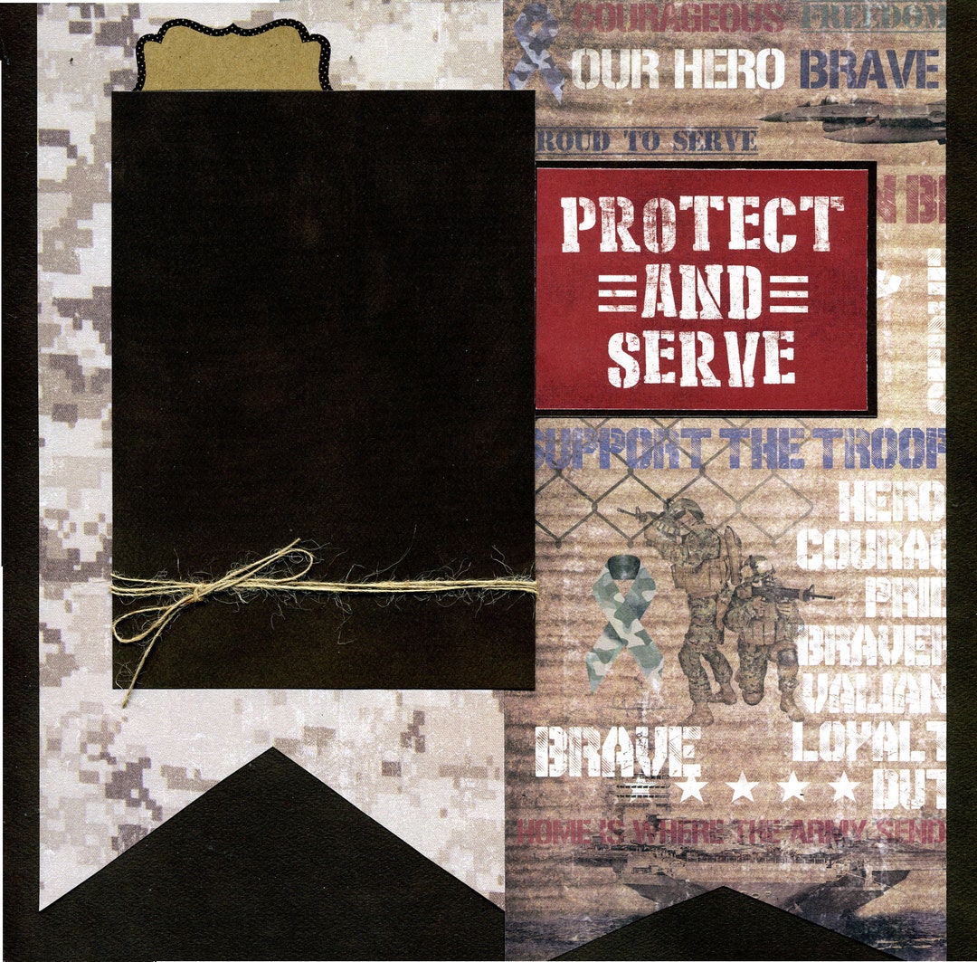 Protect and Serve Premade Military Scrapbook Page Set Etsy