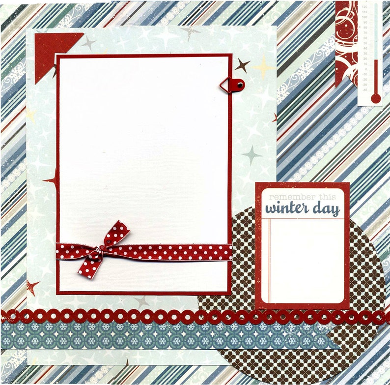 12x12 Premade Scrapbook Page Remember This Winter Day image 1