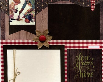 Premade Scrapbook Page - Love Grows Here