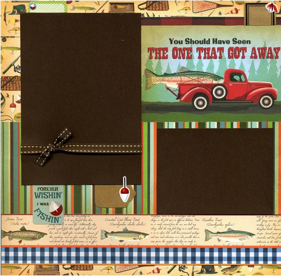 FISHING 12x12 Scrapbook Pages Premade Layout Fish Stories 
