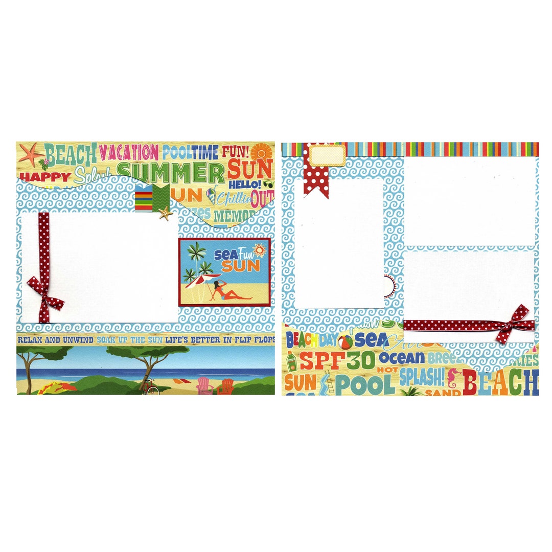 Sea Fun Sun - Premade Beach Scrapbook Page Set - Etsy