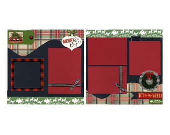 Merry & Bright - Two 12x12 Premade Christmas Scrapbook Pages