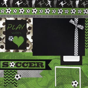 12x12 Premade Soccer Scrapbook Page - Play With Heart