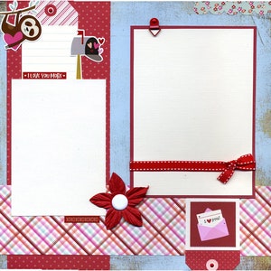Love You and Me Premade Two Page Scrapbook Layout image 3