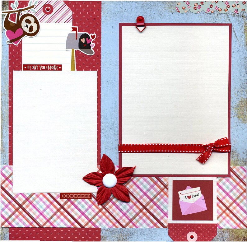 Love You and Me Premade Two Page Scrapbook Layout image 3