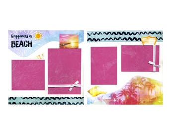 Premade Scrapbook Page Set - Happiness is a Day at the Beach