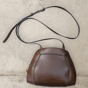 Bolsa de couro marrom vintage De Vecchi by Hamilton Hodge - Fabricada na Itália
