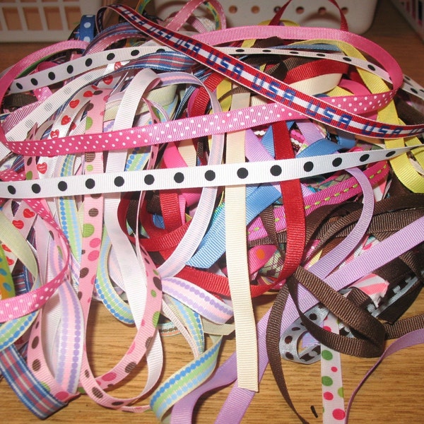 60 yards 3/8  Grograin Ribbon Grab Bag  Prints and Solids