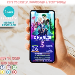 Zombies 3 Birthday Mobile Invitation | Zombies 3 Evite | Digital Party Invite | Editable Printable Canva Template | Invite Instant Download