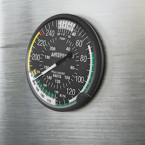 Imán de botón, diseño de dial de instrumento de velocidad del aire de aviación, regalo de piloto, decoración para entusiastas de las aeronaves, imán redondo, decoración de refrigerador, amante de los aviones