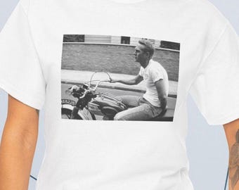 Steve McQueen Motorcycle Retro Photo Tee | Christmas Gift