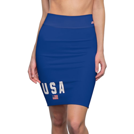 Patriotic Women's Pencil Skirt (AOP) TEAM USA with an American Flag 4th  of July Summer Women's Dress Wear stylish