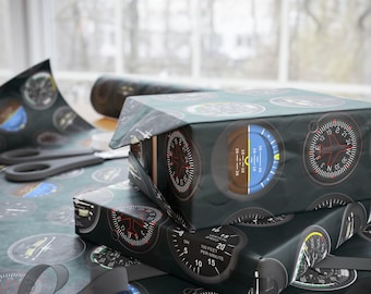 Airplane Instrument Panel Gift Wrap | Aviation Enthusiast Wrapping Paper